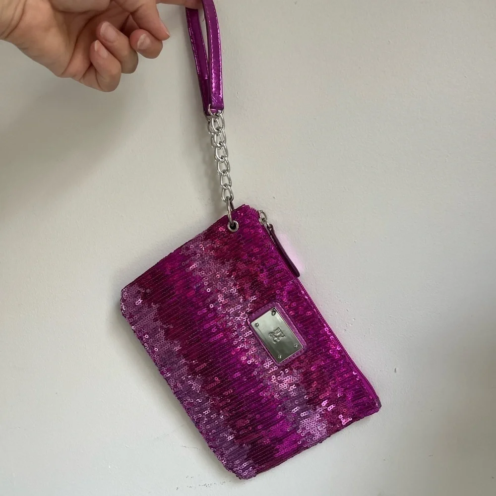 New York & Company Pink Sequin Evening Bag Clutch Wristlet NWOT